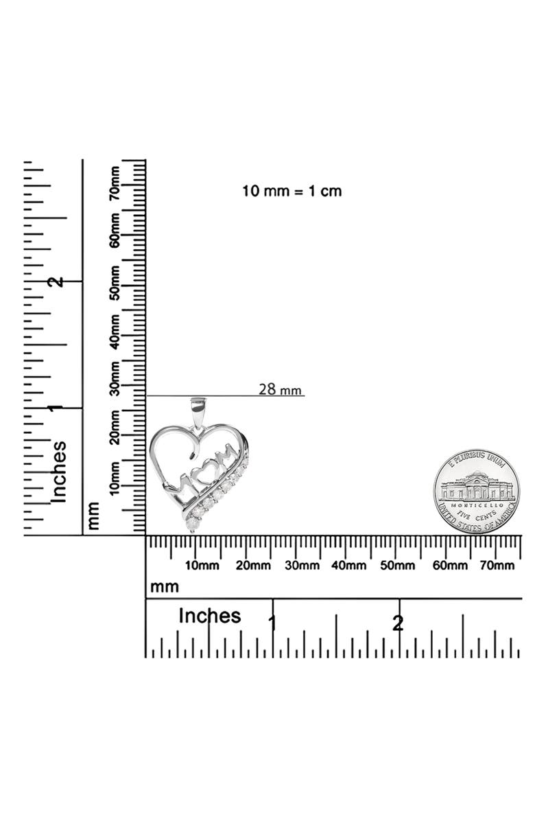 Haus of Brilliance Silver 1/4 Cttw Diamond "Mom" and Open Heart 18" Pendant Necklace, Alternate, color, White