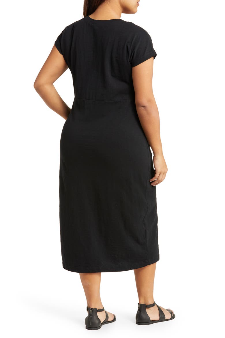 Twist Detail Organic Cotton Dress, Alternate, color, BLACK