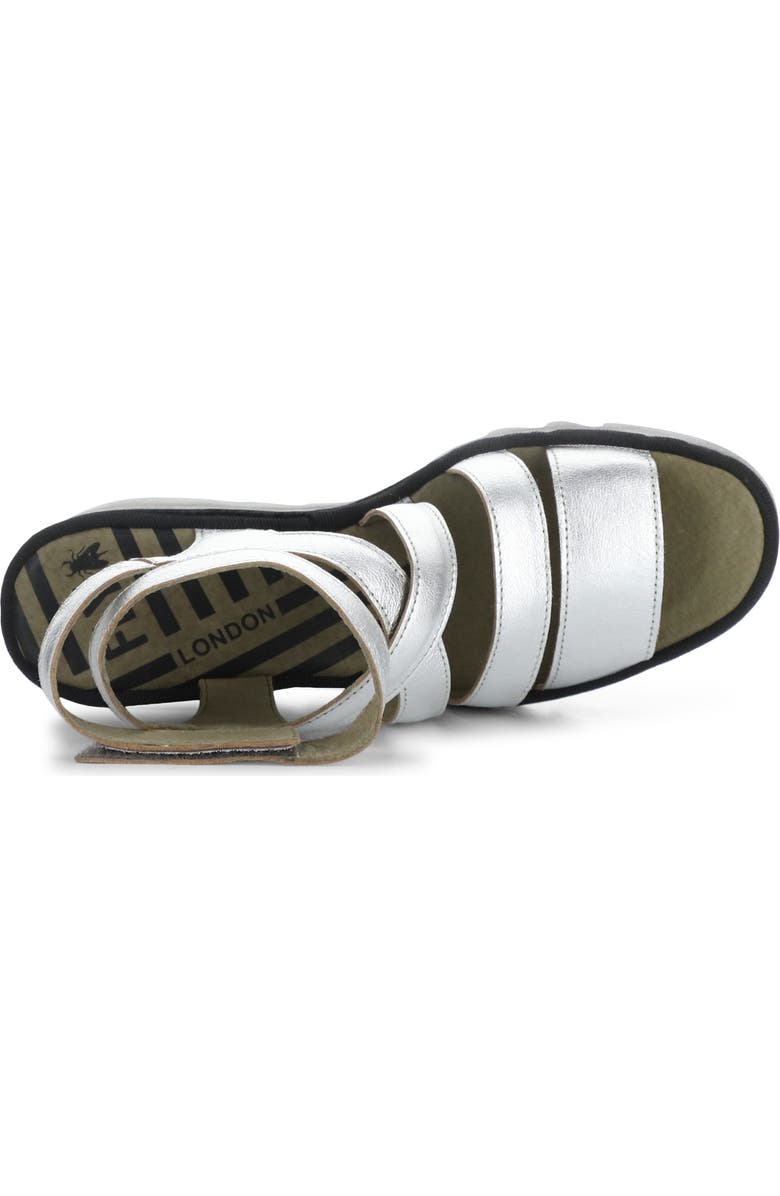 Fly London Bafy Ankle Strap Platform Wedge Sandal, Alternate, color, 000 Silver Idra