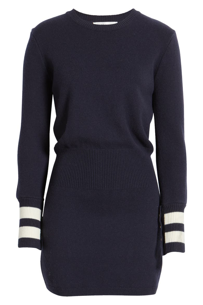 The Club Cashmere Blend Sweater Minidress, Alternate, color, NAVY MULTI