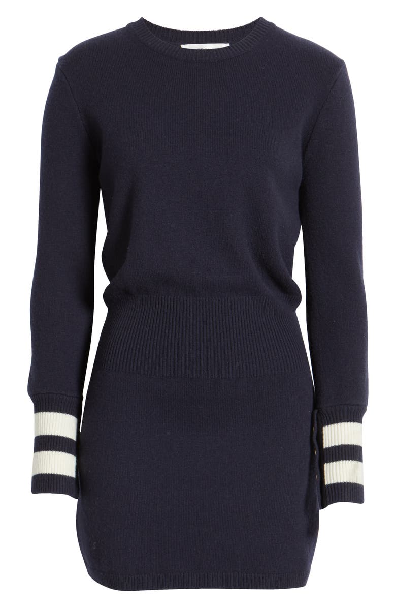 FRAME The Club Cashmere Blend Sweater Minidress, Alternate, color, Navy Multi