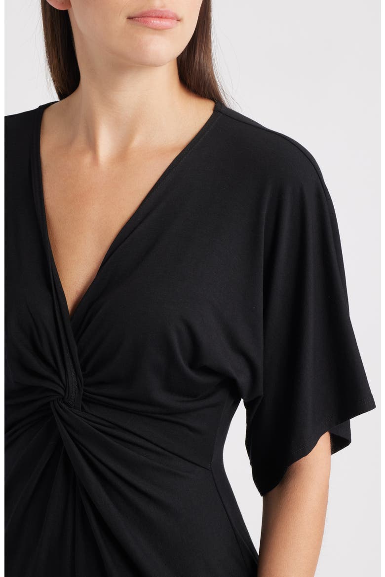 Twist Front Knit Midi Dress, Alternate, color, BLACK