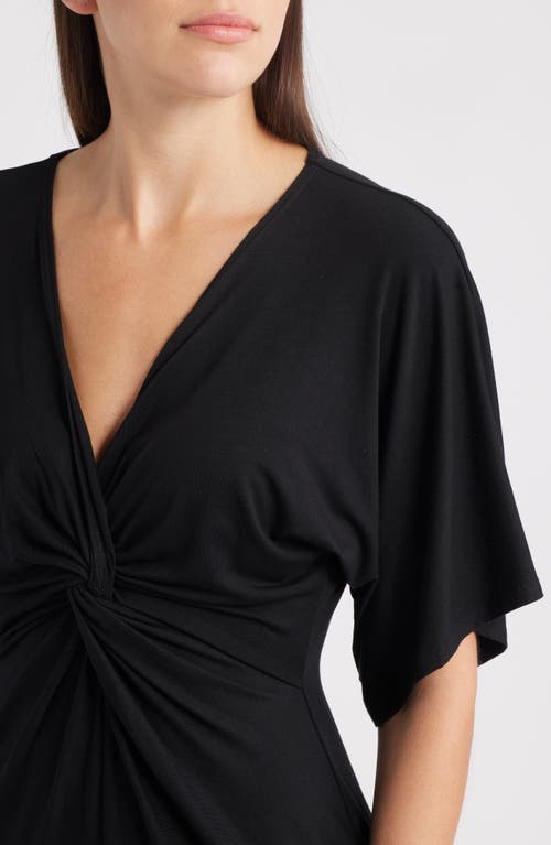 Loveappella Twist Front Knit Midi Dress In Black