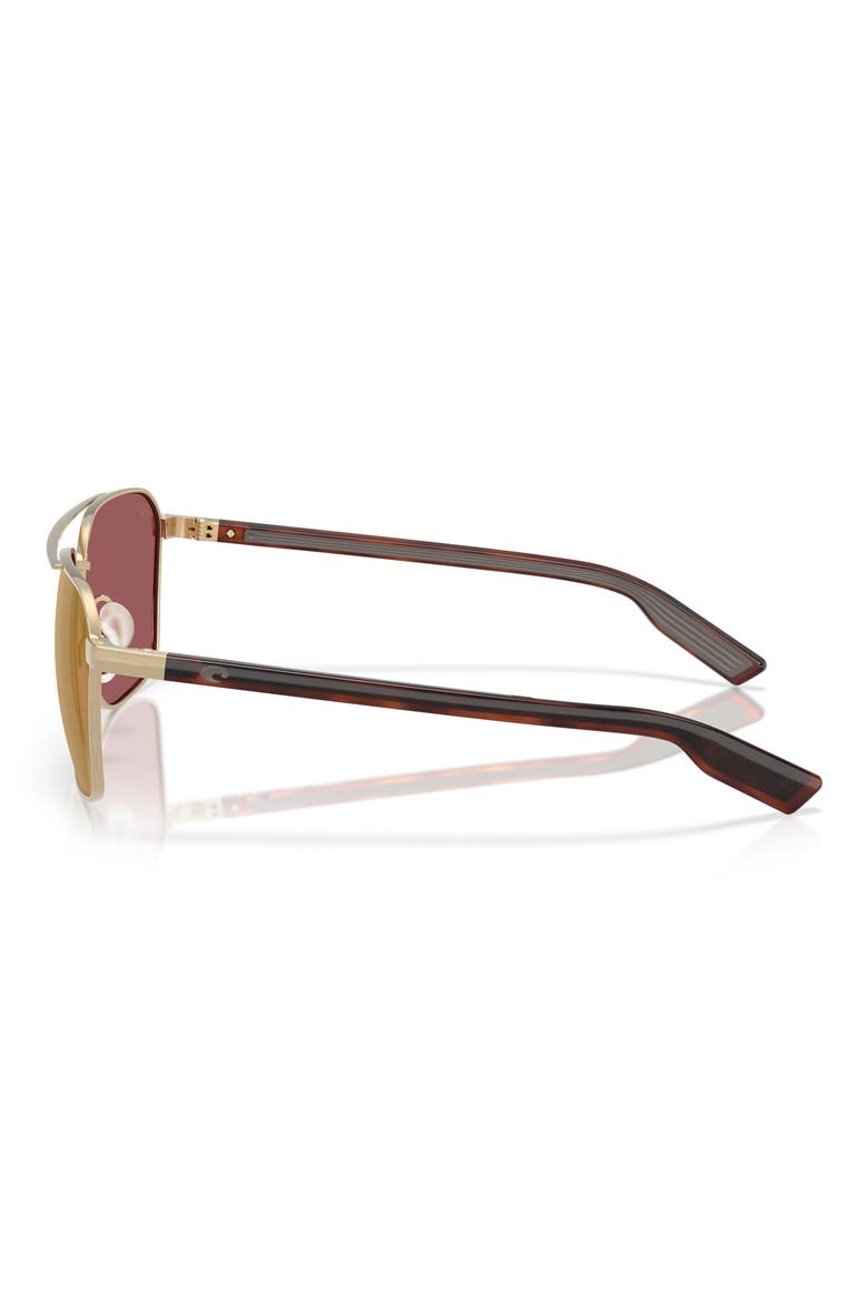 58mm Polarized Mirrored Rectangular Sunglasses, Alternate, color, GOLD/ GOLD MIRROR 580G