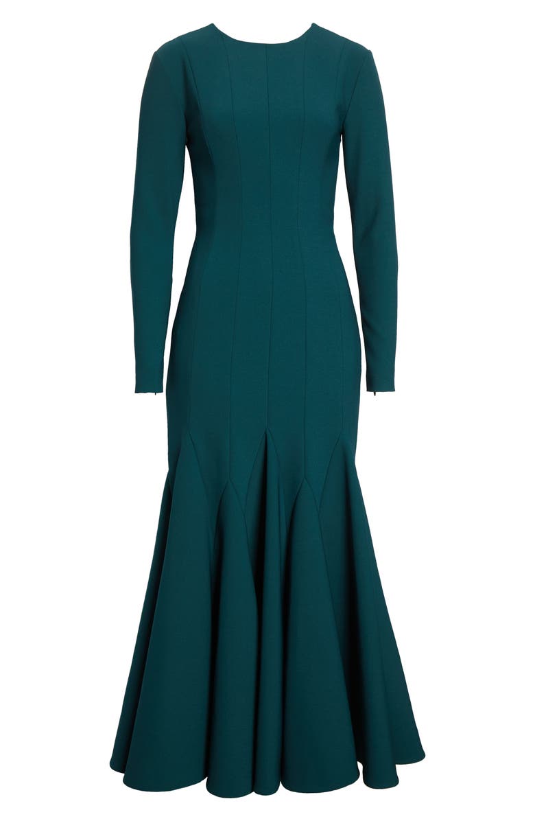 Carolina Herrera Long Sleeve Fit & Flare Dress, Alternate, color, Pine Green