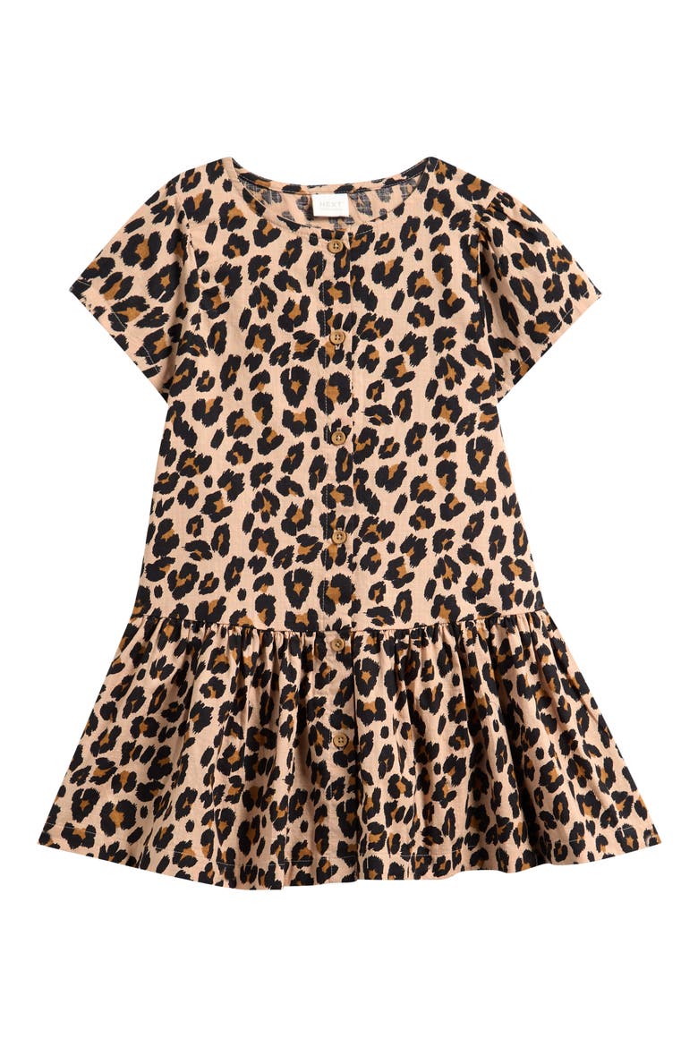 Kids' Leopard Print Cotton Dress, Main, color, BROWN MULTI