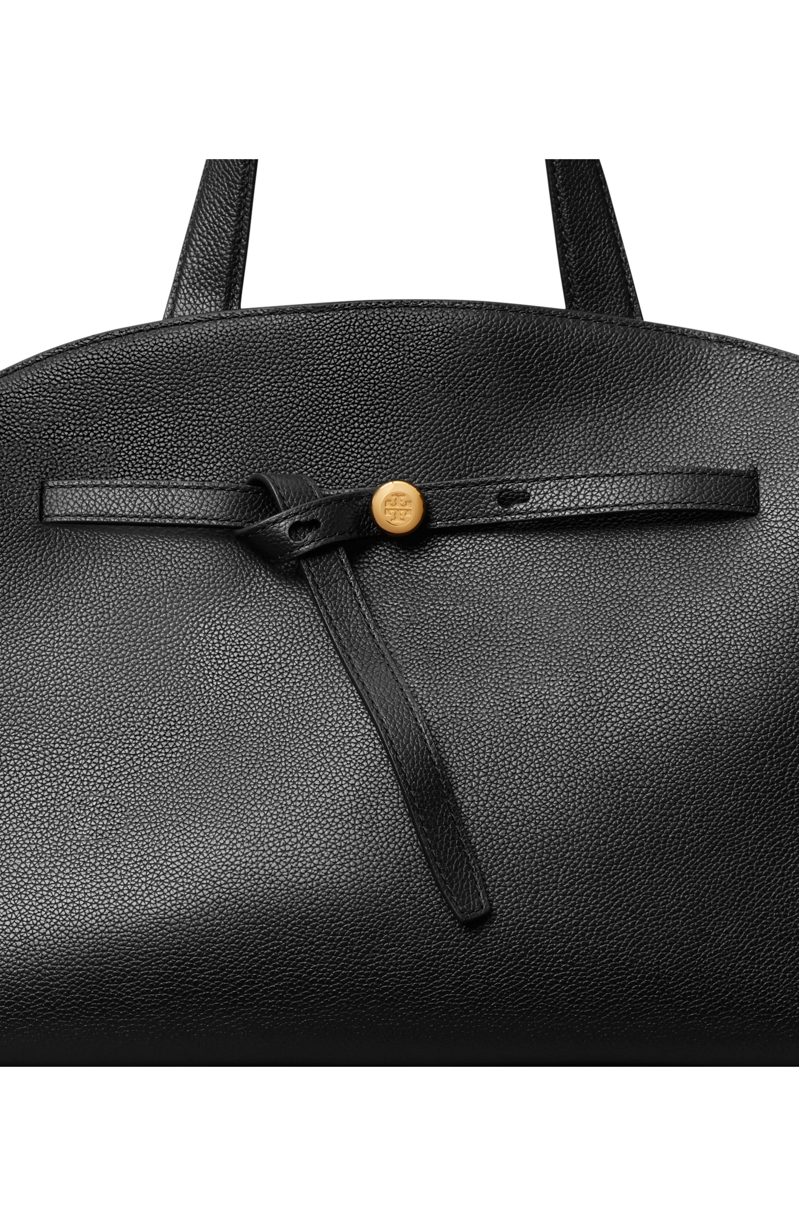 Romy Bauletto Leather Satchel, Alternate, color, BLACK