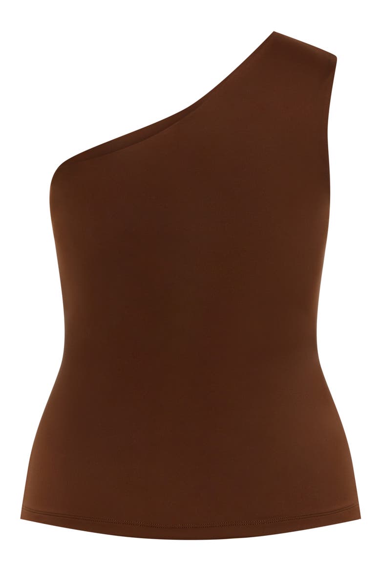 Swept Away One-Shoulder Top, Alternate, color, COCOA