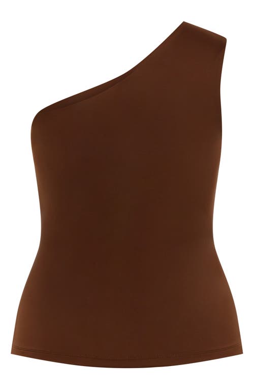 City Chic Swept Away One-shoulder Top In Brown