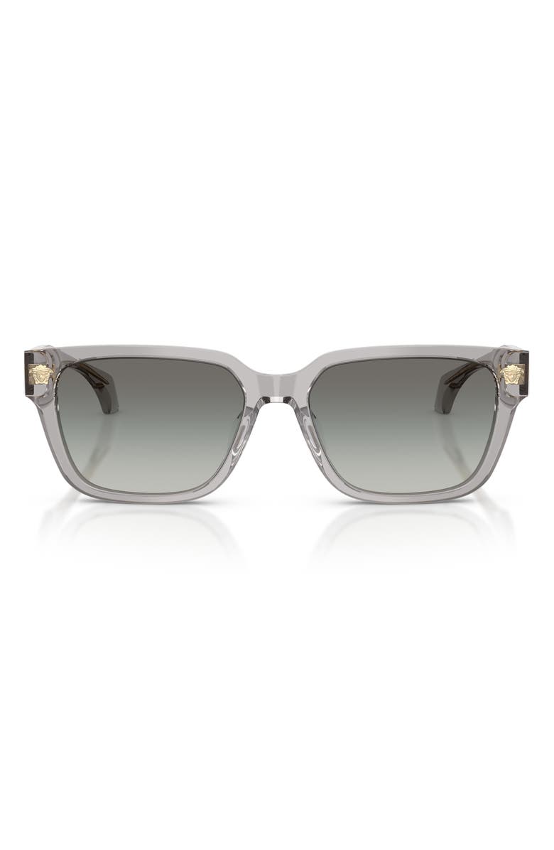 Versace 56mm Rectangular Sunglasses, Main, color, Transparent Grey / Grey