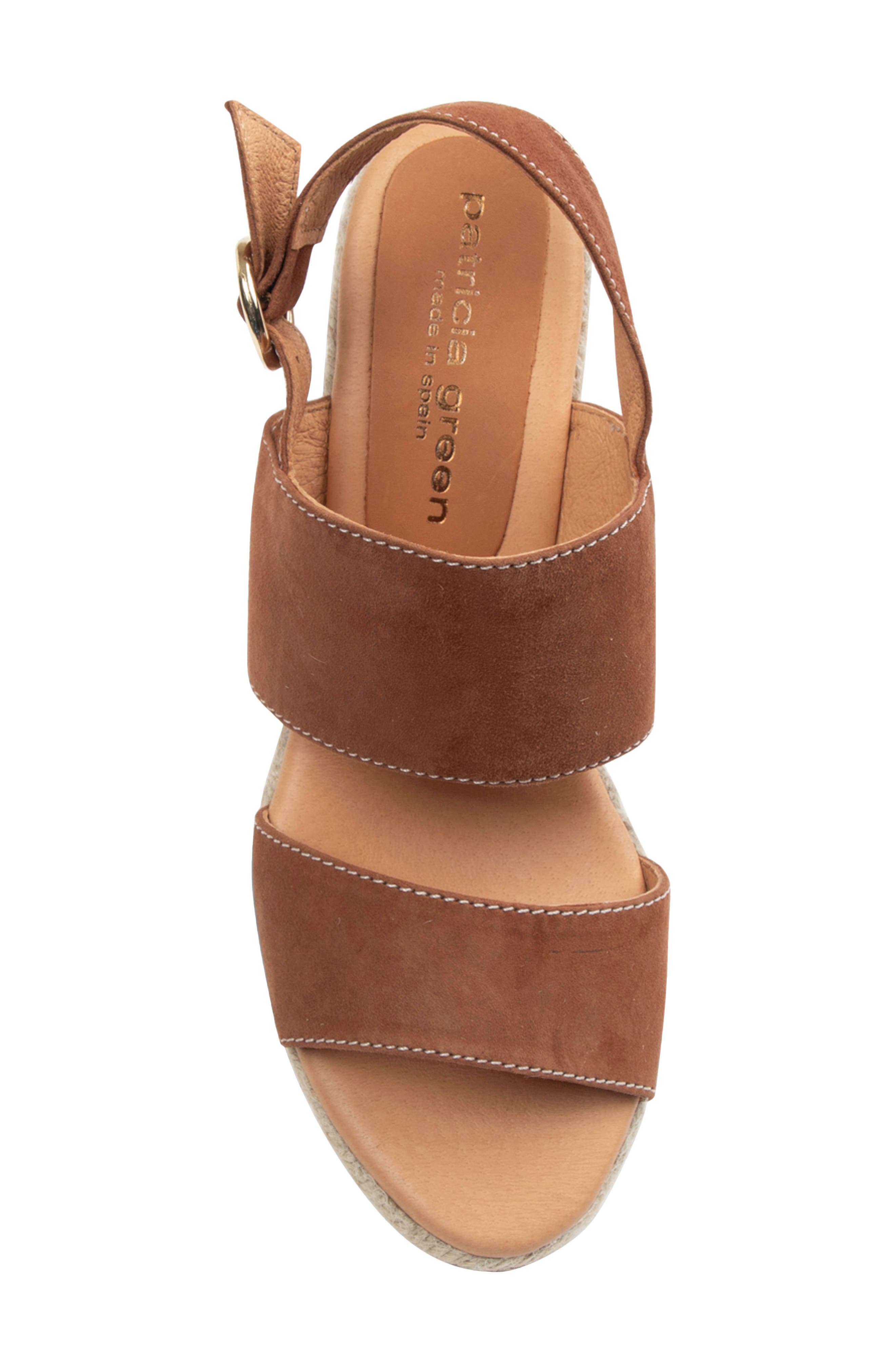patricia green Birch Slingback Espadrille Platform Wedge Sandal, Alternate, color, Cognac Suede