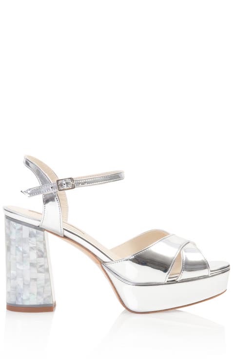 Nova Ankle Strap Pearl Heel Sandal