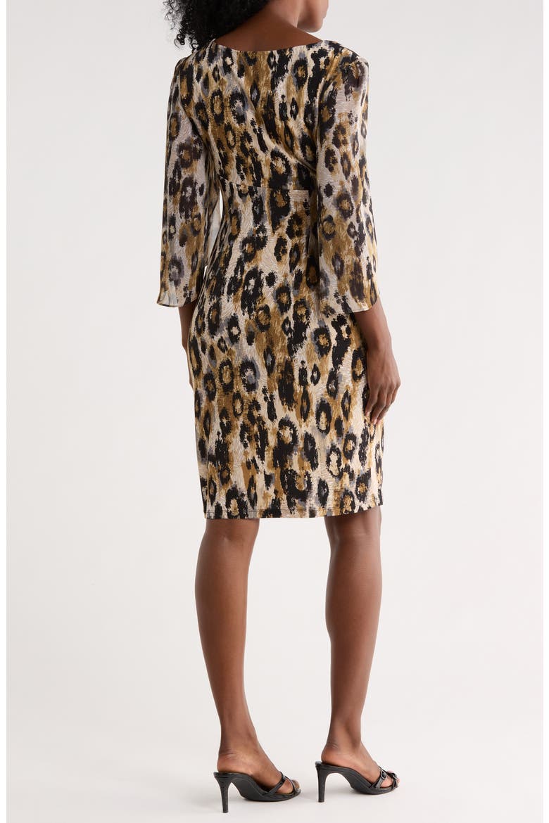 Leopard Print Cape Sleeve Dress, Alternate, color, BLACK