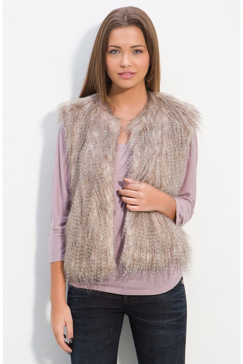 Faux Arctic Fur Vest, Main, color, BLUSHED TAUPE