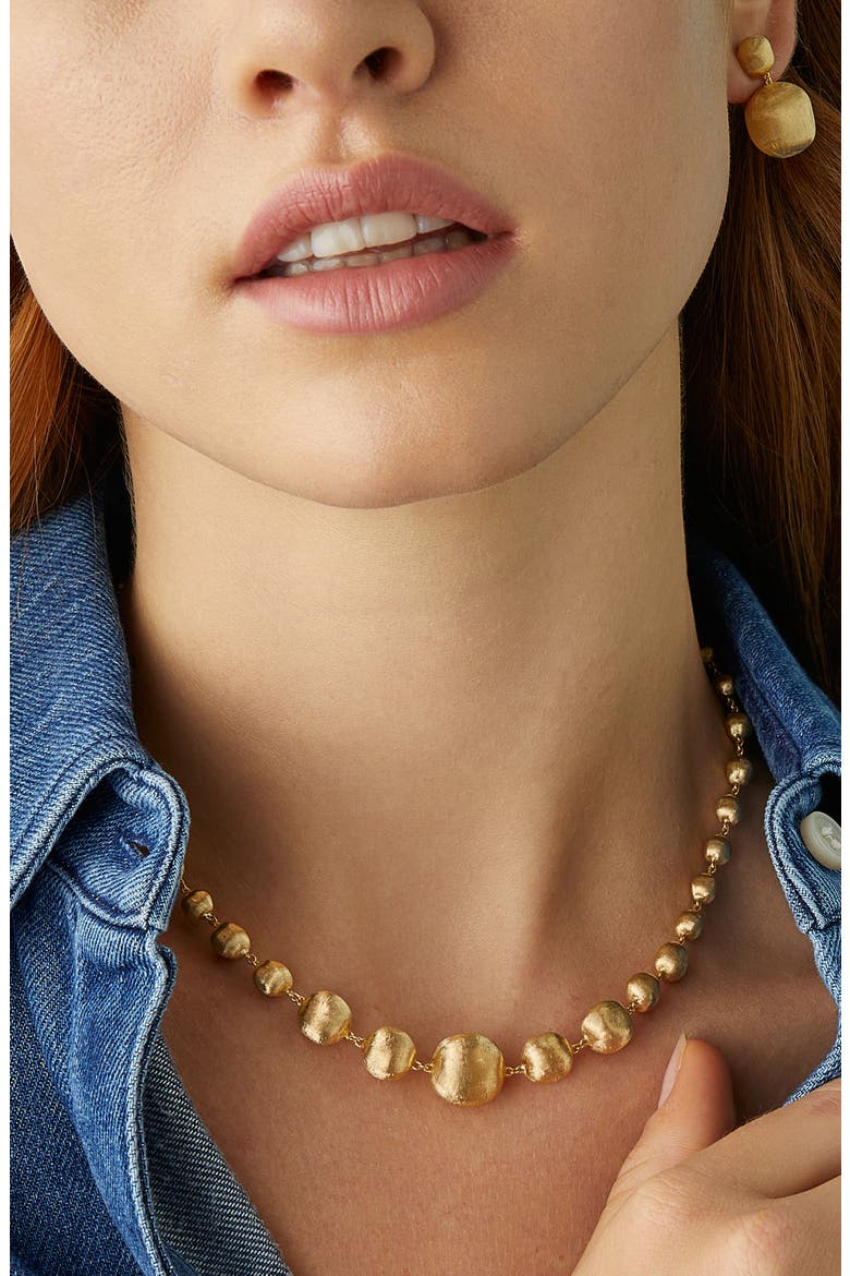 Africa Graduating Bead Necklace, Alternate, color, GOLD