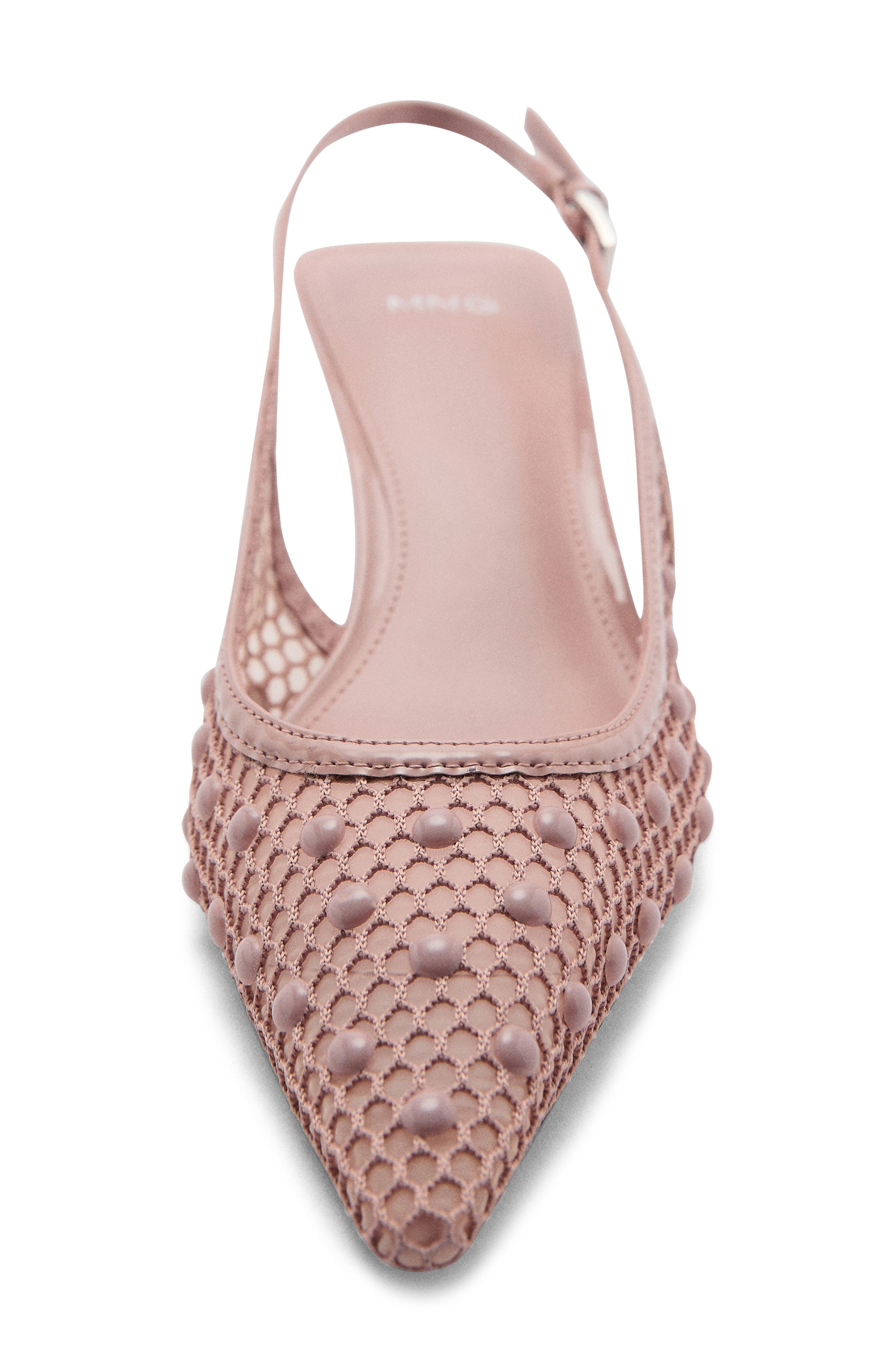 MANGO Slingback Pointed Toe Kitten Heel Pump, Alternate, color, Blush