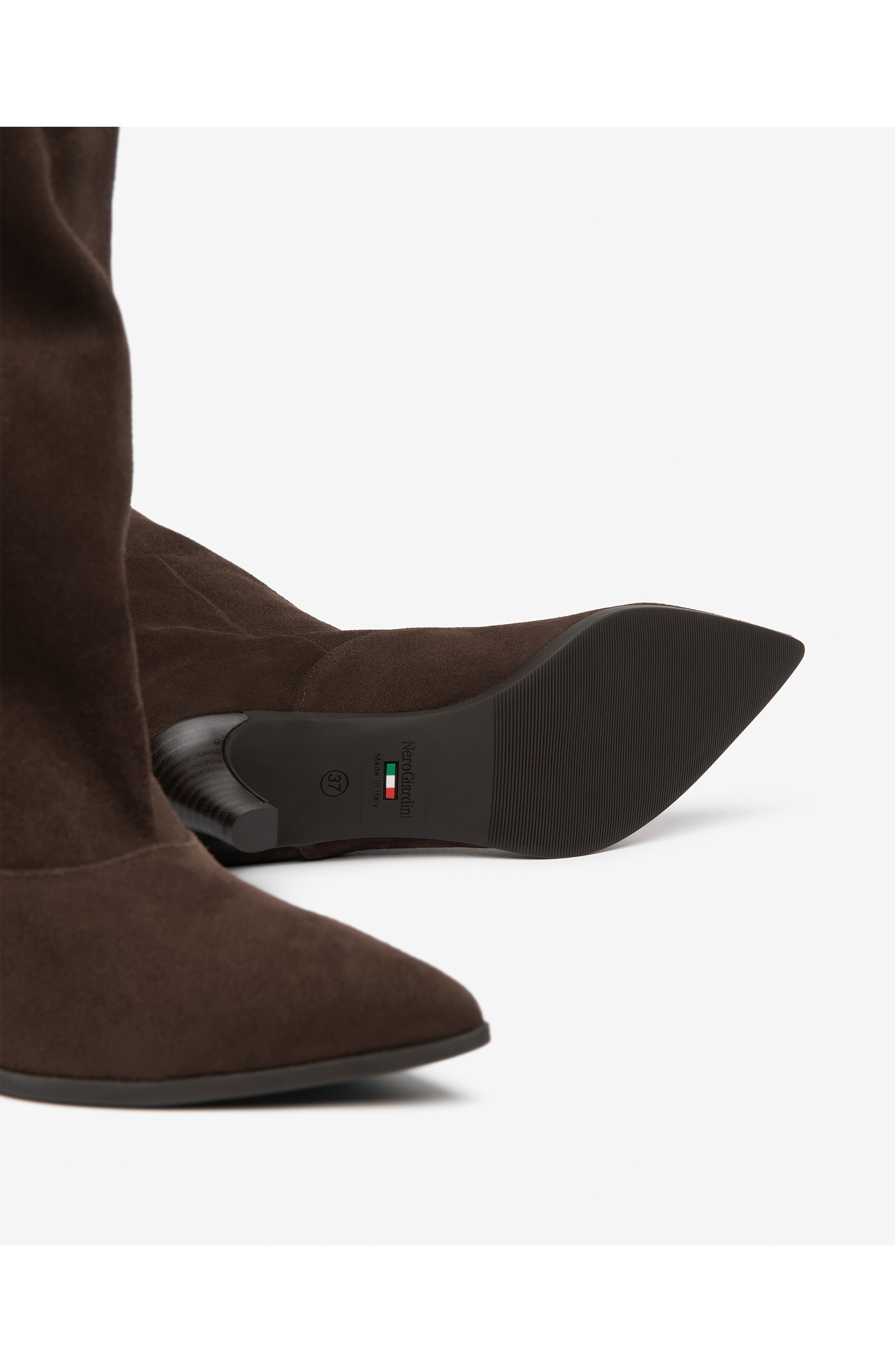 Cuff Pointed Toe Knee High Boot, Alternate, color, CHOCOLATE