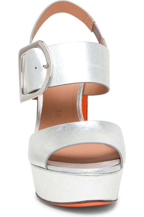 Santoni Laminated Leather High-heel Sandal In Silver