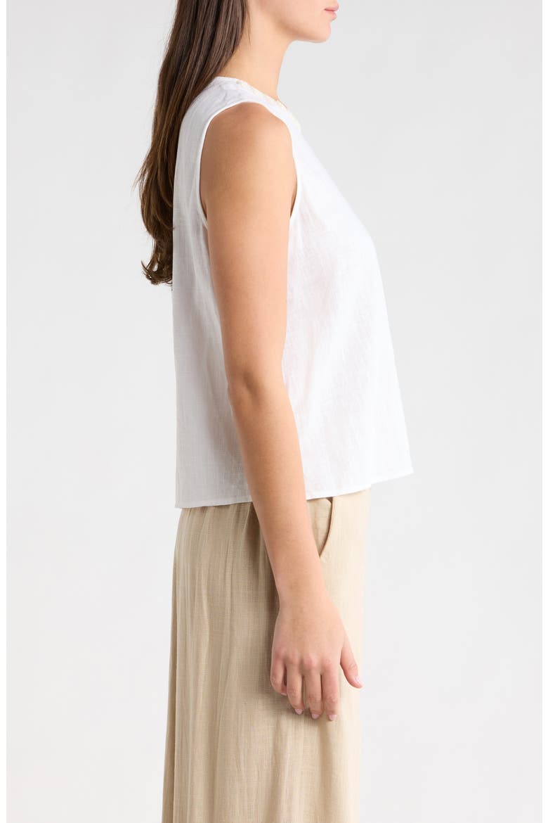 Rosette Neckline Sleeveless Top, Alternate, color, ULTRA WHITE