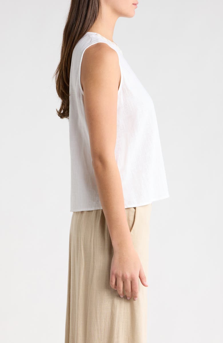 Vince Camuto Rosette Neckline Sleeveless Top, Alternate, color, Ultra White