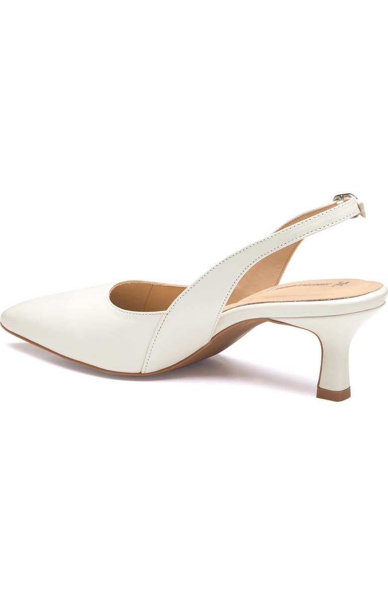 Johnston & Murphy Lindsey Slingback Pointed Toe Kitten Heel Pump, Alternate, color, White Glove Leather