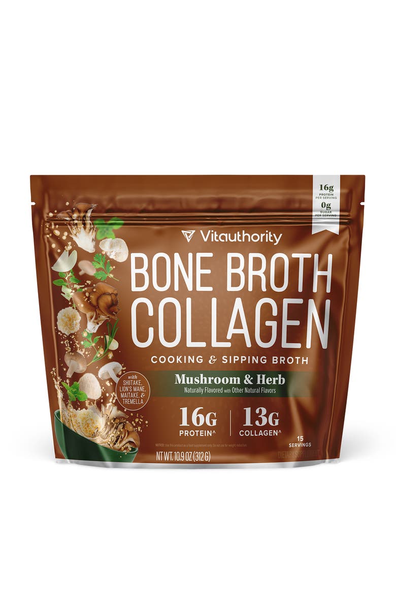 US Vita Bone Broth Collagen Mushroom 310g Pouch, Main, color, No Color