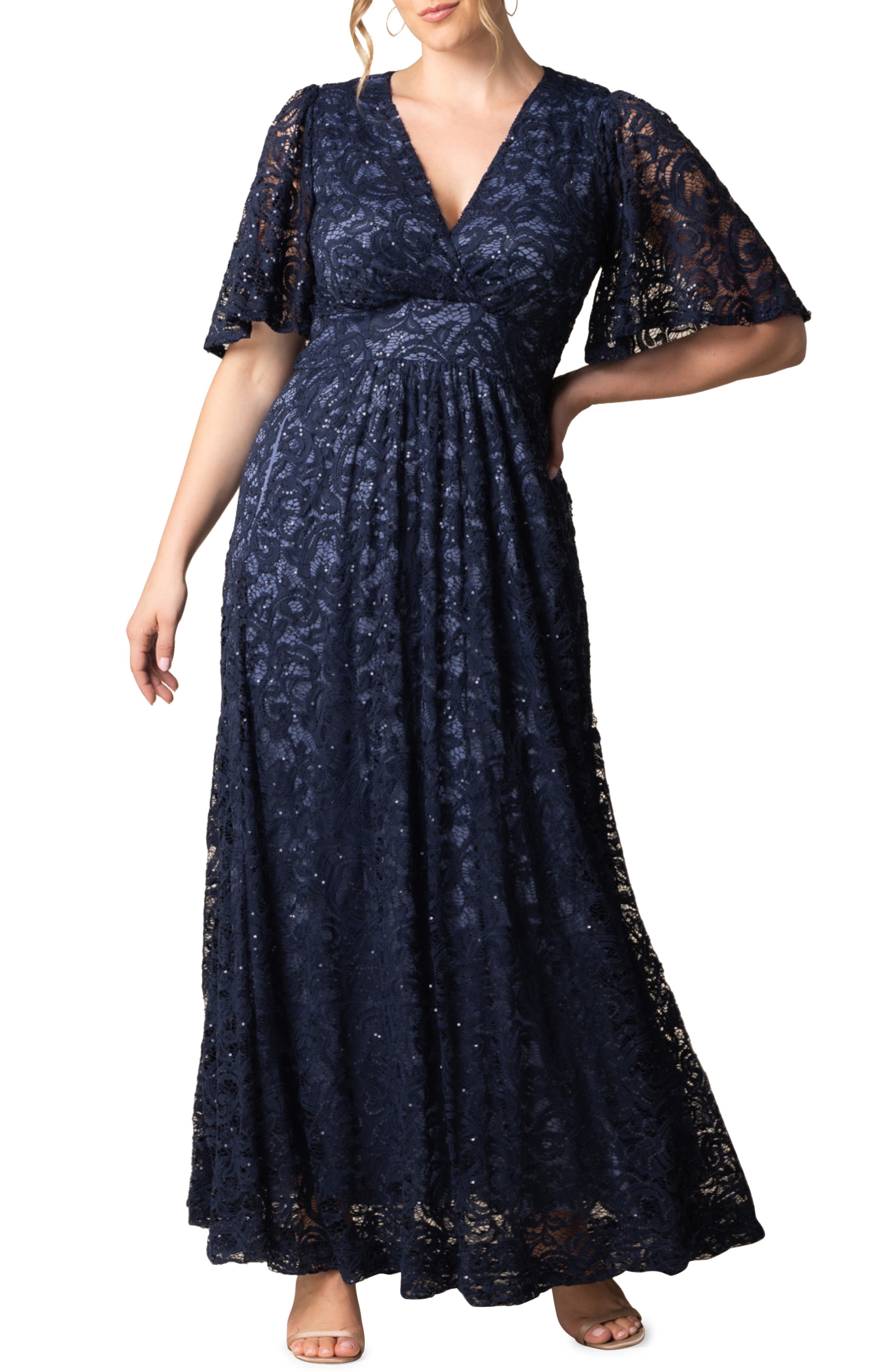 Luminous Sequin Lace A-Line Gown - image 3