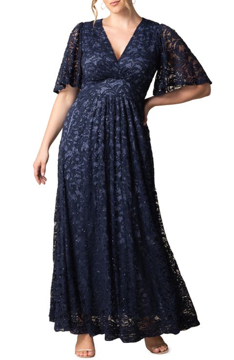 Luminous Sequin Lace A-Line Gown (Plus)