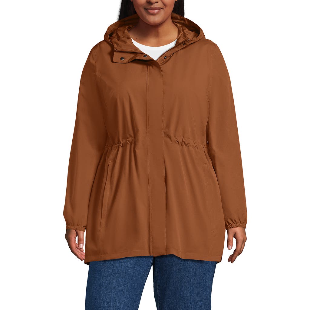 Lands' End Squall Packable Waterproof Raincoat In Brown