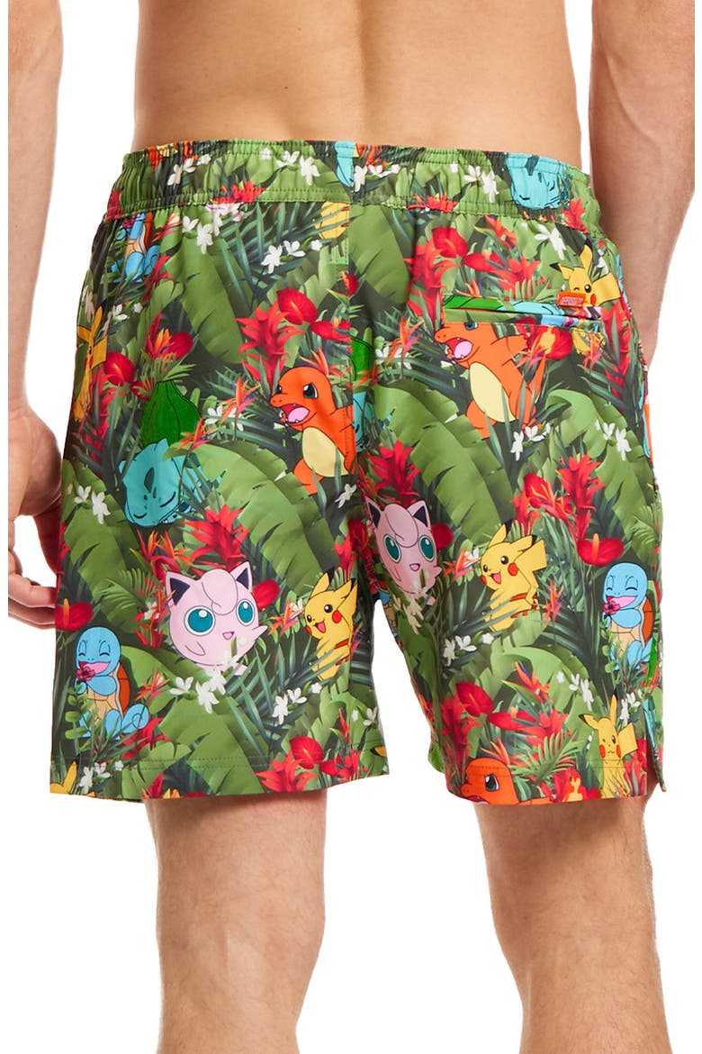 Pokémon Tropical Forest Stretch Swim Trunks, Alternate, color, MISCELLANEOUS