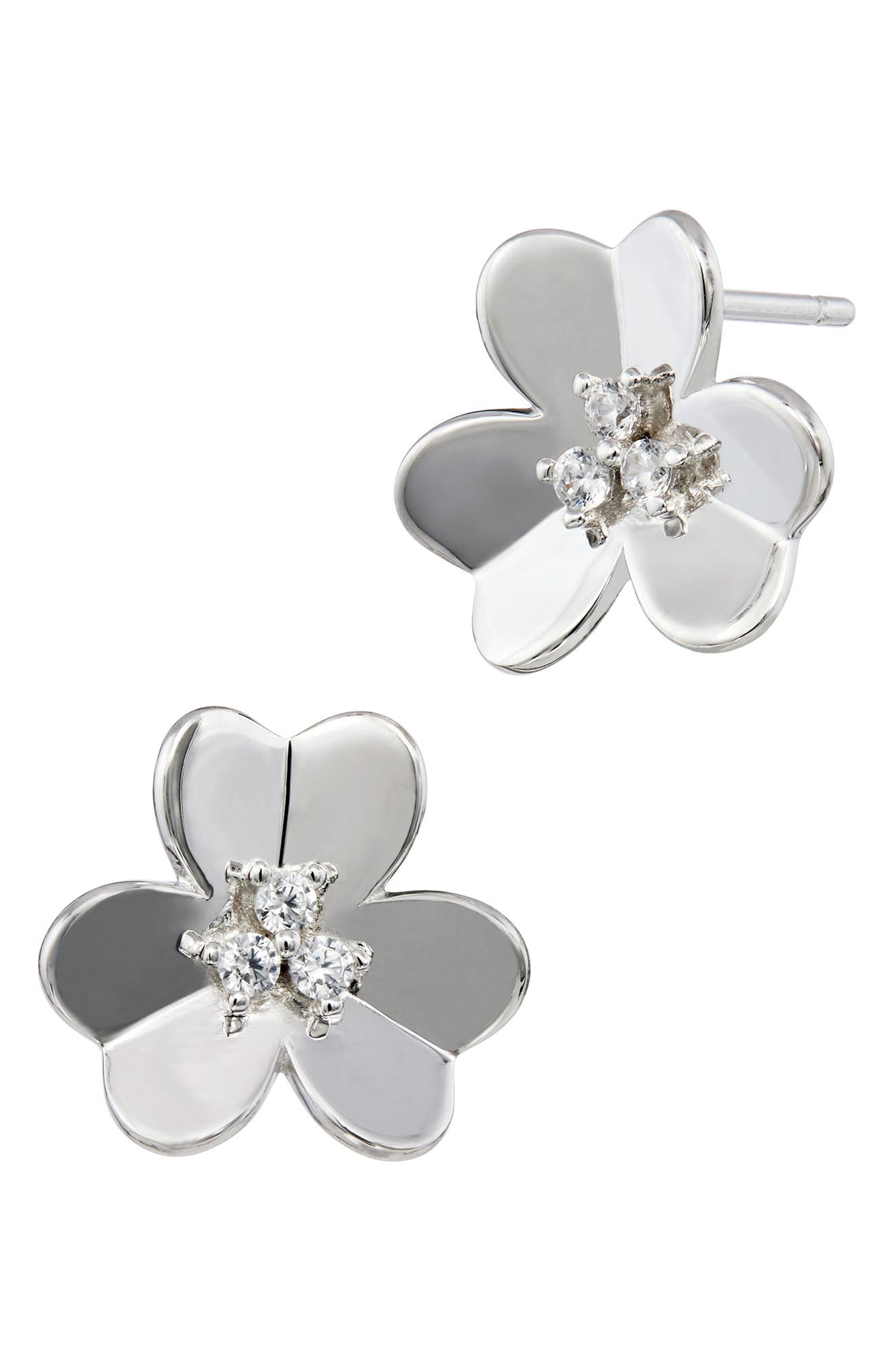 SAVVY CIE JEWELS Clover Cubic Zirconia Stud Earrings