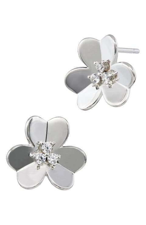 Clover Cubic Zirconia Stud Earrings
