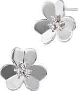 SAVVY CIE JEWELS Clover Cubic Zirconia Stud Earrings