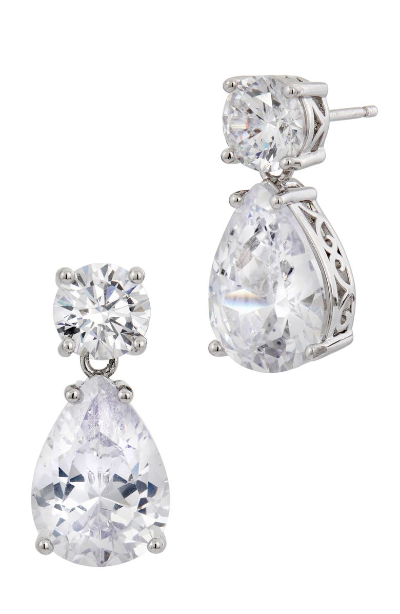SAVVY CIE JEWELS Cubic Zirconia Drop Earrings, Main, color, White
