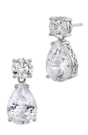 Savvy Cie Jewels Rhodium Plated Bold 6 Carat Pear Cz Drop Earrings