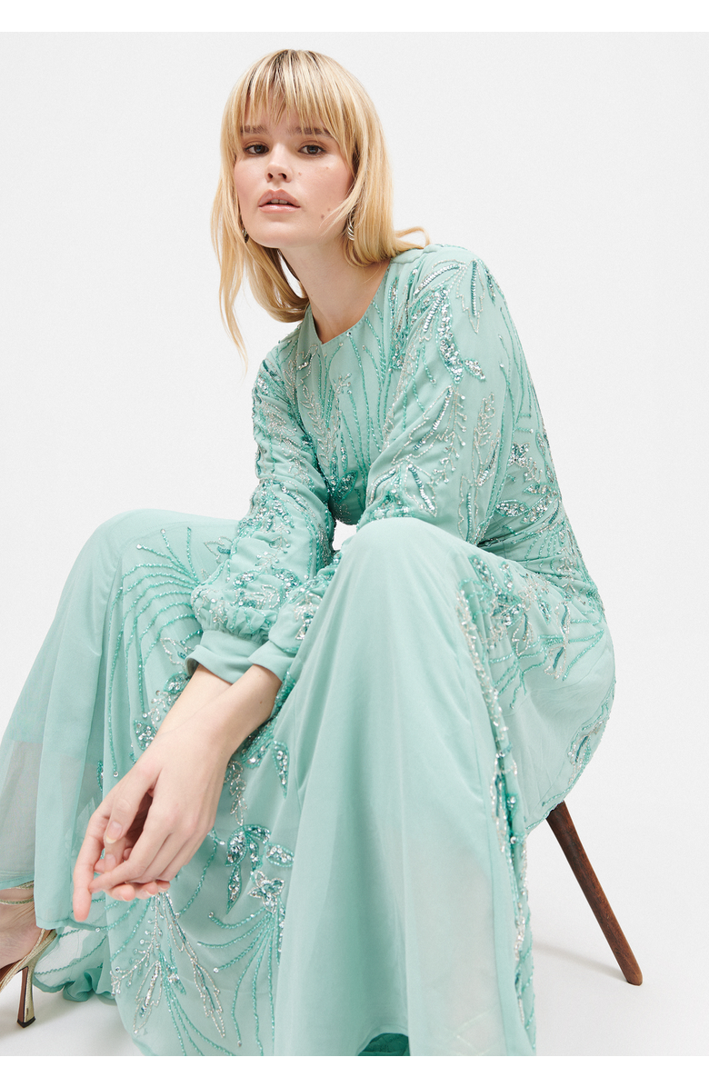 MARYISA Occasion Modest Embellished Sequin Beaded Boat Neck Evening Maxi Dress, Alternate, color,