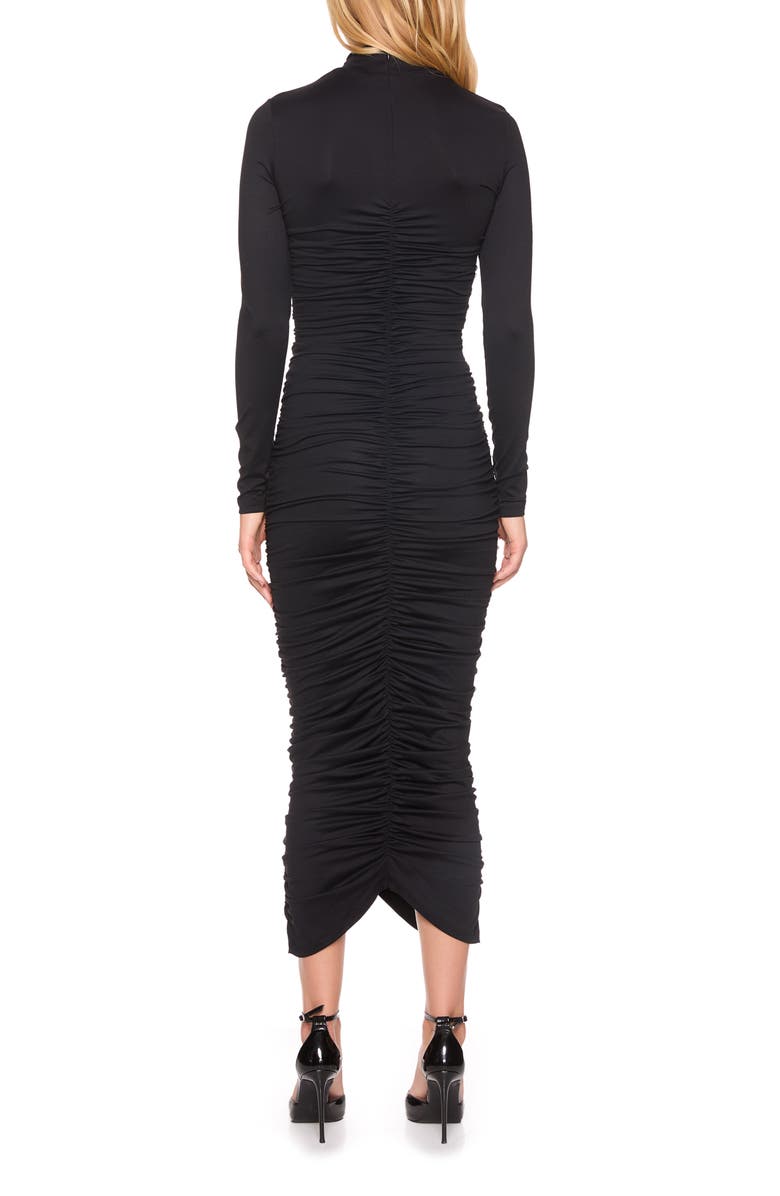 Susana Monaco Ruched Long Sleeve Mock Neck Midi Dress, Alternate, color, 