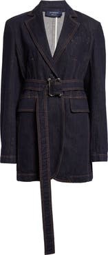 ジャケット Sportmax DOMINO DENIM JACKET SPORTMAX Domino Monogram Buckle Belted Denim Jacket | Nordstrom