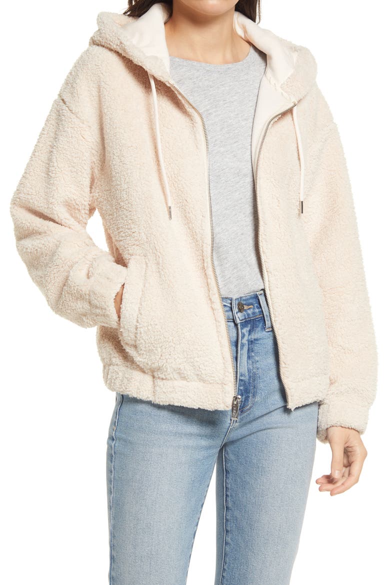 Faux Shearling Hoodie, Main, color, CREAM