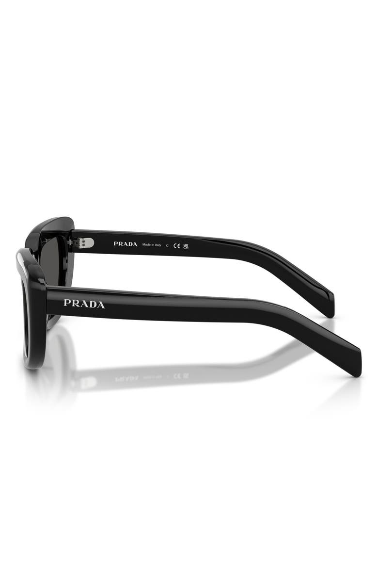 Prada 54mm Rectangular Sunglasses, Alternate, color, Black / Dark Grey