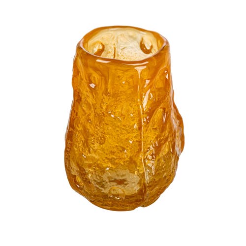 Storied Home Organically Shaped Glass Vase Or Candle Holder, Orange In Orange