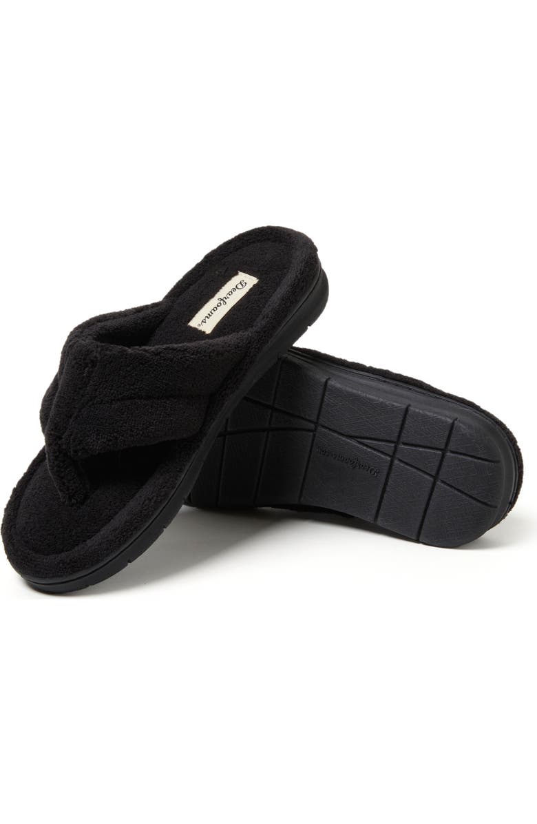 DEARFOAMS Wrenley Terry Thong Flip Flop Slipper, Alternate, color, Black
