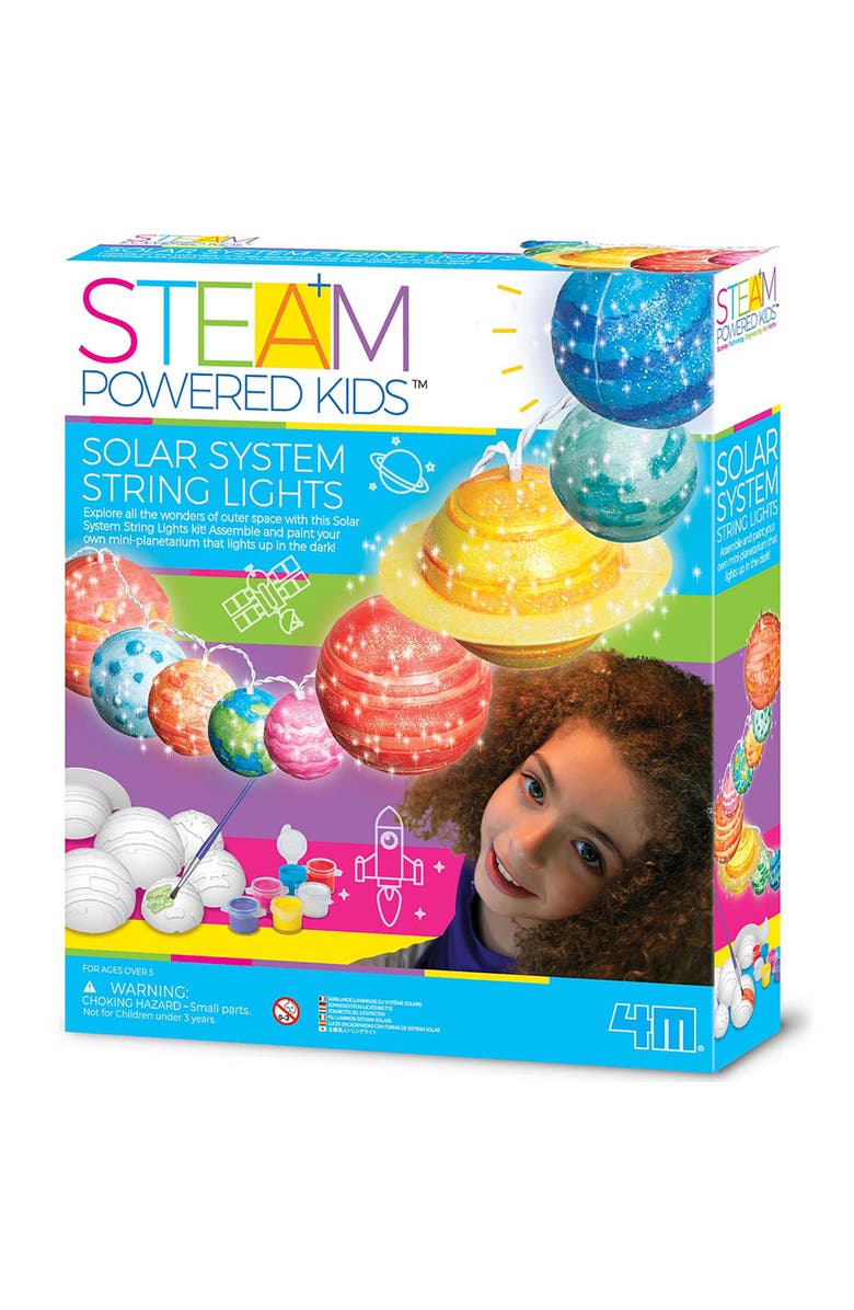 4M Steam Powered Kids Solar System String Lights Mini Planetarium, Main, color, Multicolored