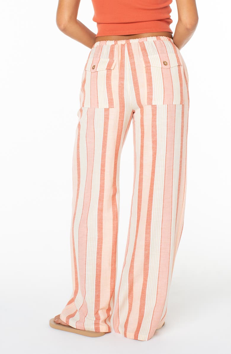Roxy Iyla Stripe Drawstring Waist Pants, Alternate, color, Trop Peach