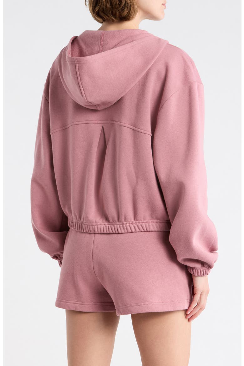 Feather Fleece Zip Hoodie, Alternate, color, PINK NOSTALGIA