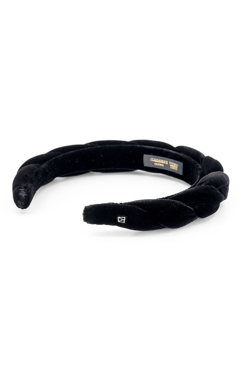 Alexande De Paris Dalhia Velvet Headband, Alternate, color, Black
