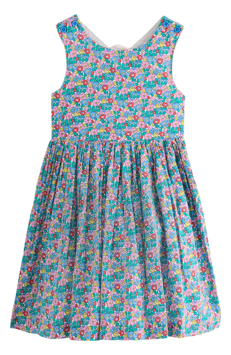 Mini Boden Kids' Shell Appliqué Floral Cotton Dress, Main, color, 
