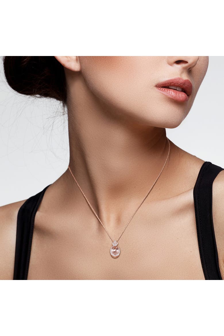 Gemstone & Diamond Infinity Halo Necklace 10K, Alternate, color, Morganite/Rose Gold