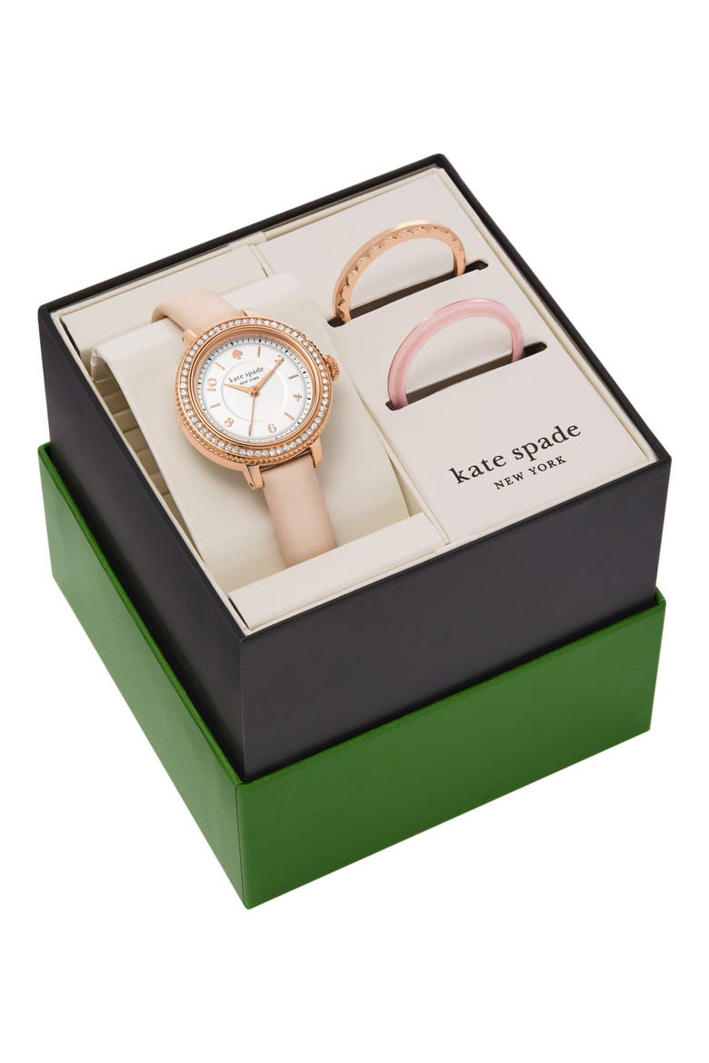 morningside watch & toprings gift set, 28mm, Alternate, color, PINK