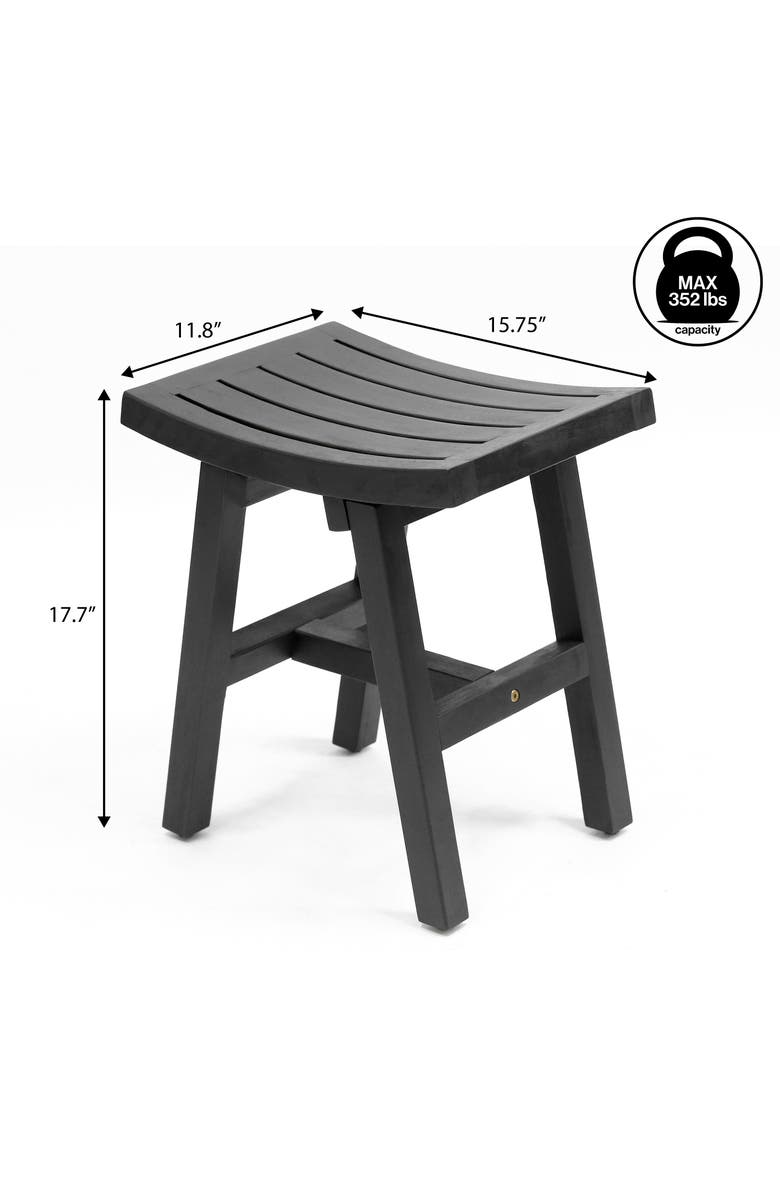JONATHAN Y Tamlyn 15.75" Traditional Classic Slatted Solid Acacia Wood Indoor/Outdoor Shower Stool, Alternate, color, Black